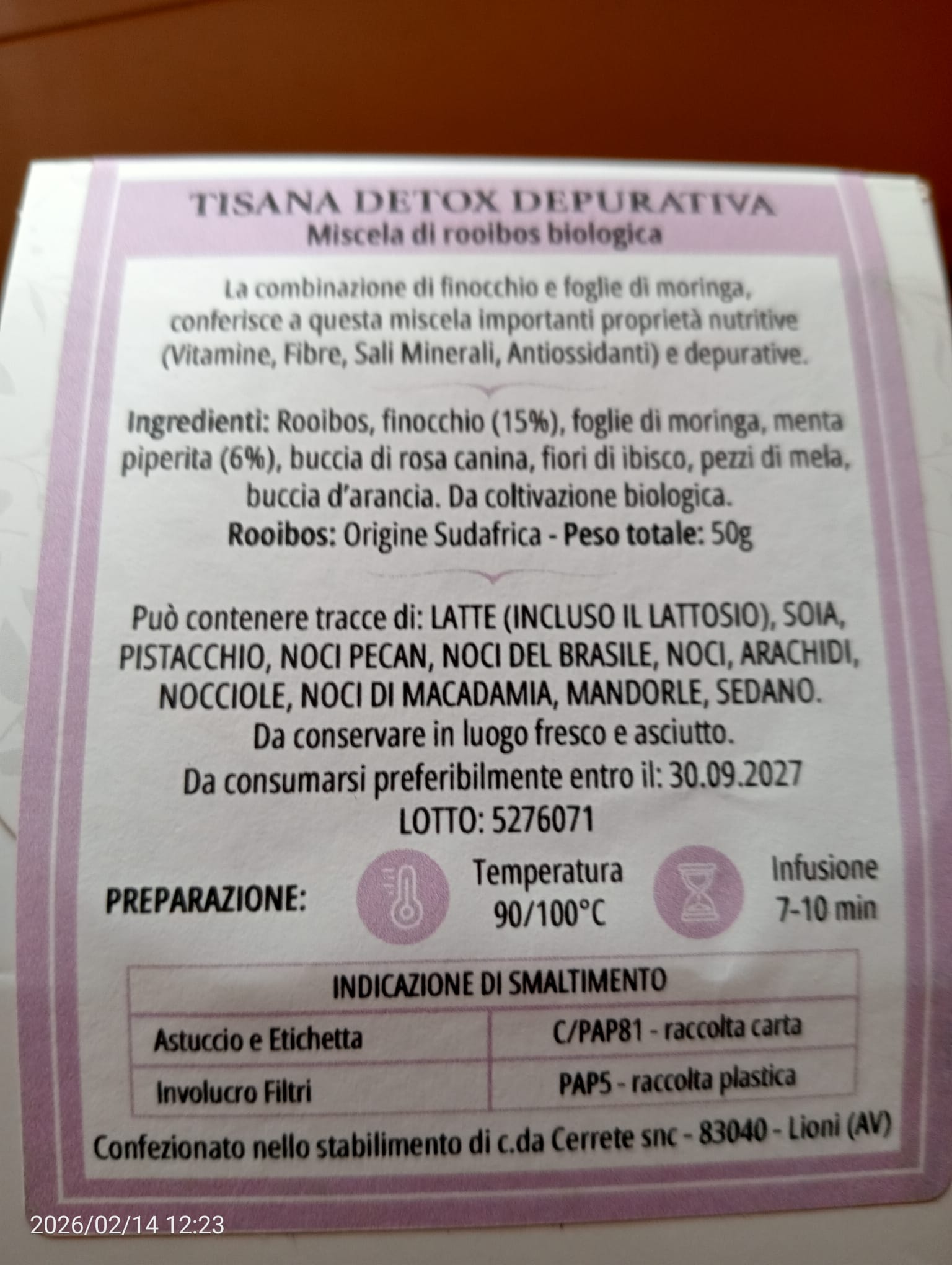Tisana "Detox" depurativa